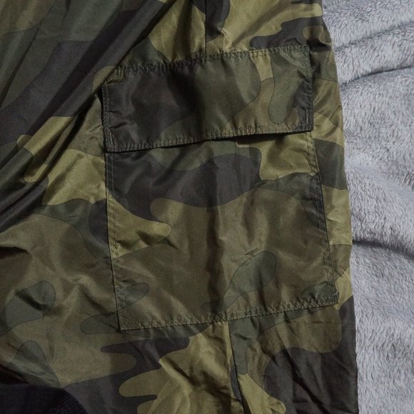 Army Green Capri Swishy Nylon Sweatpants - Picture 3 of 3